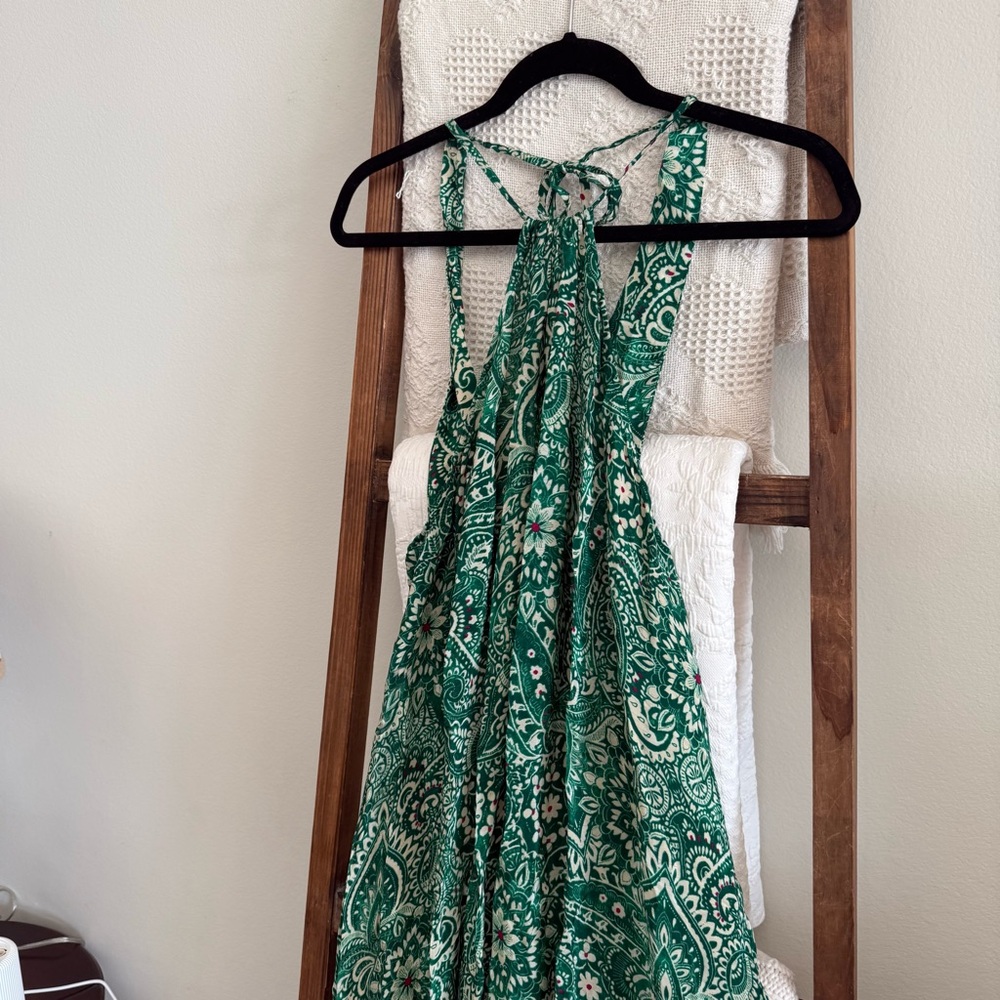 Zara Green, Cream & Purple Boho Print High Neck Sleeveless Maxi Dress - Picture 2 of 4
